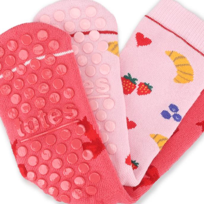 totes toasties® Kids Original Slipper-Sox (Twin Pack) Pink Bows Extra Image 3